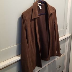 Microfiber suede like zippered front blazer